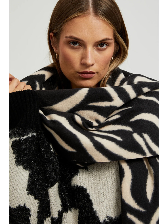 Moodo Crema-nero scarf stampata Moodo donna