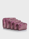 Heys Set of five travel packing cubes in dark pink Heys Metallic Packing Cube 5pc