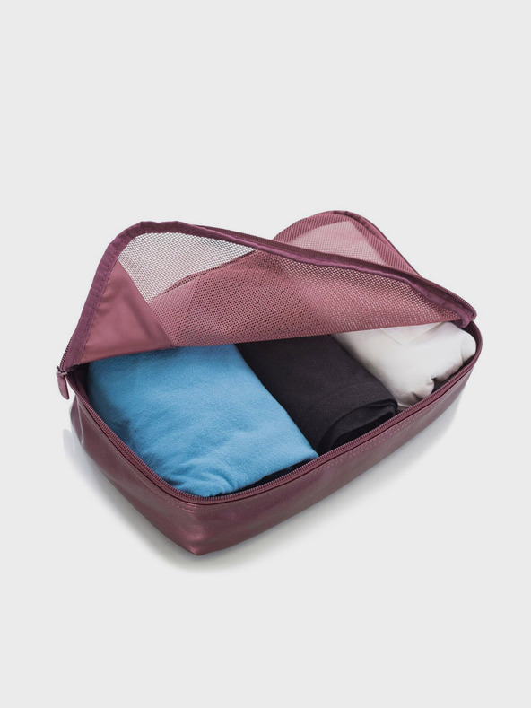 Heys Set of five travel packing cubes in dark pink Heys Metallic Packing Cube 5pc