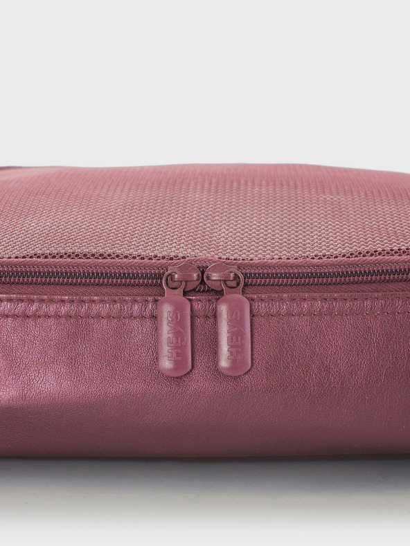 Heys Set of five travel packing cubes in dark pink Heys Metallic Packing Cube 5pc