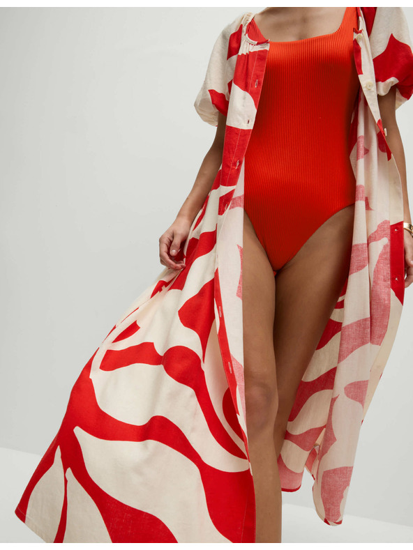 Marks & Spencer Costume da bagno con scollo ovale testurizzato Marks & Spencer rosso