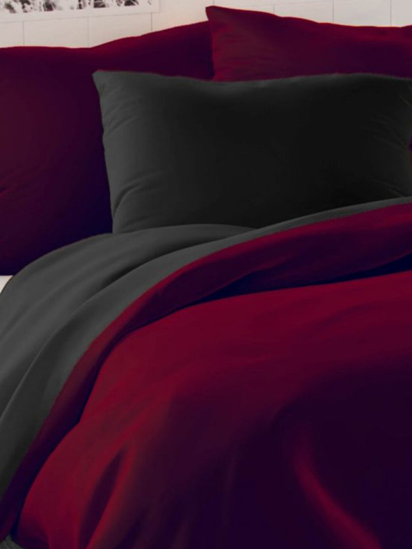 Kvalitex Set di biancheria da letto in raso francese LUXURY COLLECTION 1+2, 220x200, 70x90cm bordeaux / nero Kvalitex