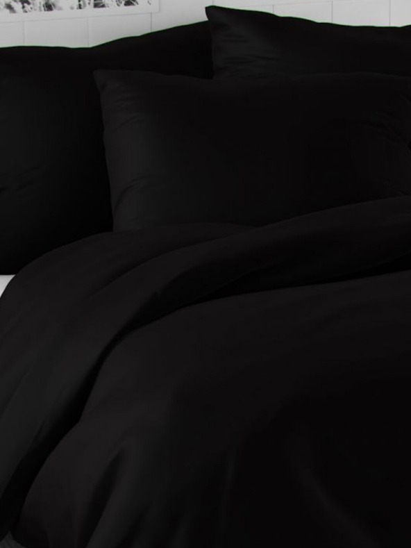 Kvalitex Biancheria da letto francese in raso LUXURY COLLECTION 1+2, 220x200, 70x90cm nero
