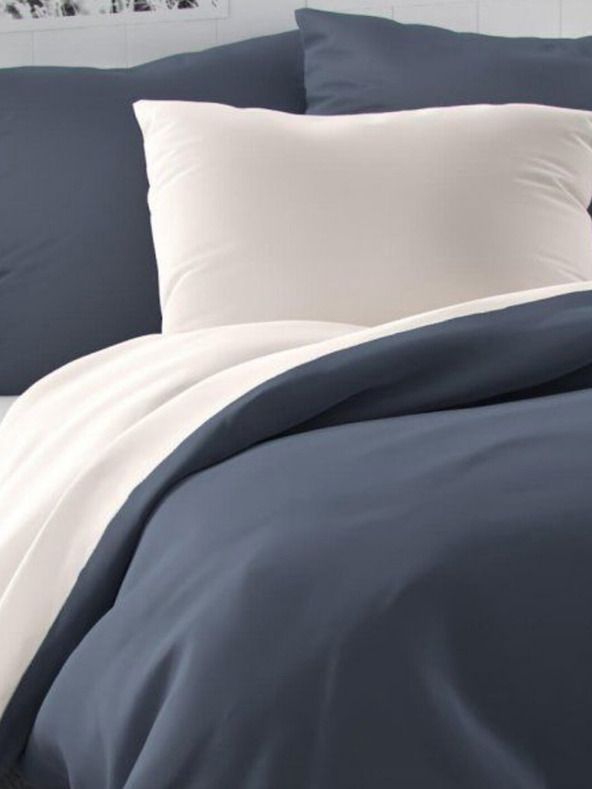 Kvalitex Satin French extended bedding set LUXURY COLLECTION 1+2, 240x220, 70x90cm dark grey / white