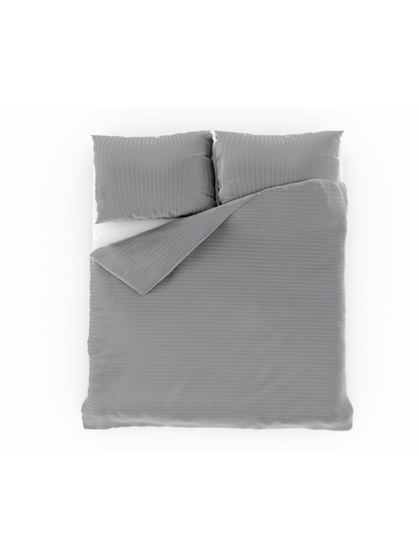 Kvalitex Biancheria da letto in raso a righe 140x200, 70x90cm grigio chiaro Kvalitex