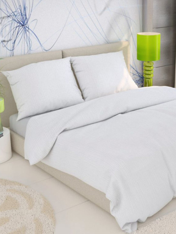 Kvalitex Set di biancheria da letto francese in crêpe 200x200, 70x90cm bianco Kvalitex