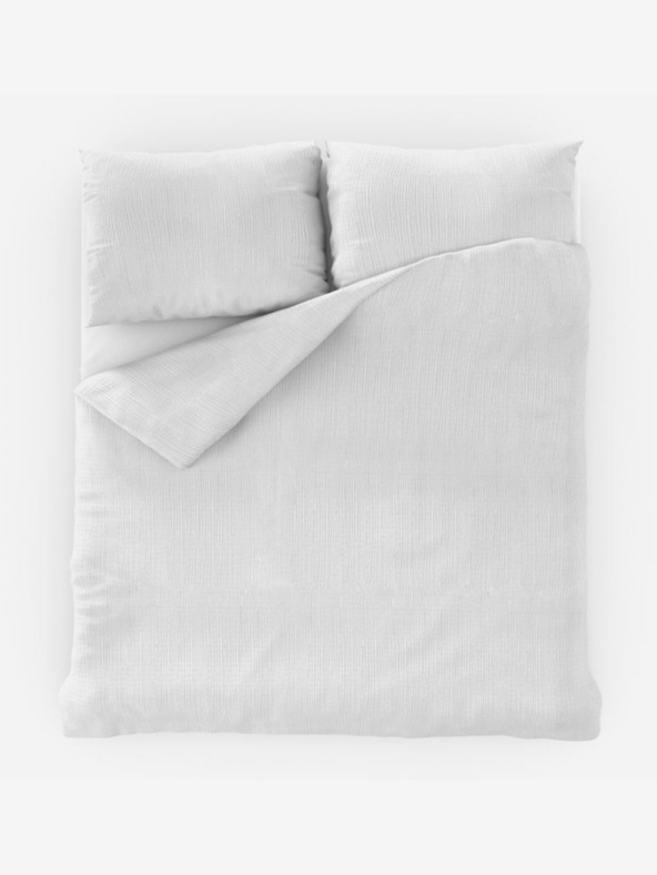 Kvalitex Set di biancheria da letto francese in crêpe 200x200, 70x90cm bianco Kvalitex