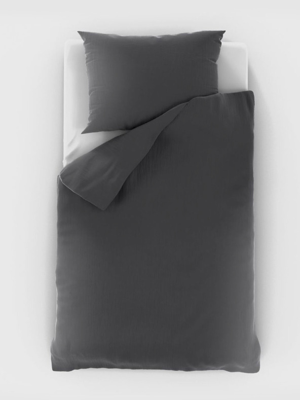 Kvalitex Biancheria da letto in mussola 140x200, 70x90cm grigio scuro Kvalitex