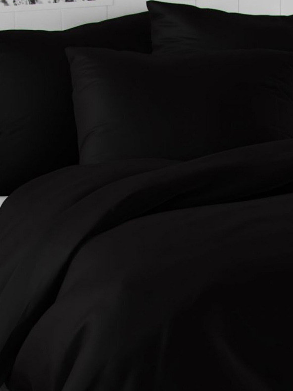 Kvalitex Luxury Collection French Satin Bedding Set 1+2, 200x200, 70x90cm black