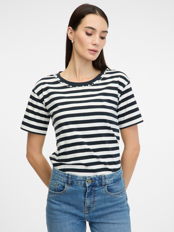 Orsay Maglietta a righe blu scuro a maniche corte da donna ORSAY