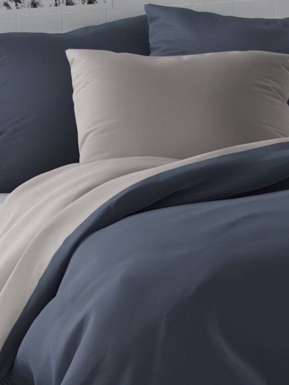 Kvalitex Lino francese satinato LUXURY COLLECTION 1+2, 200x200, 70x90cm grigio scuro/grigio chiaro