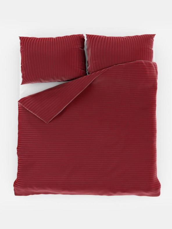 Kvalitex Lenzuola in raso con riga 140x220, 70x90cm ROSSO