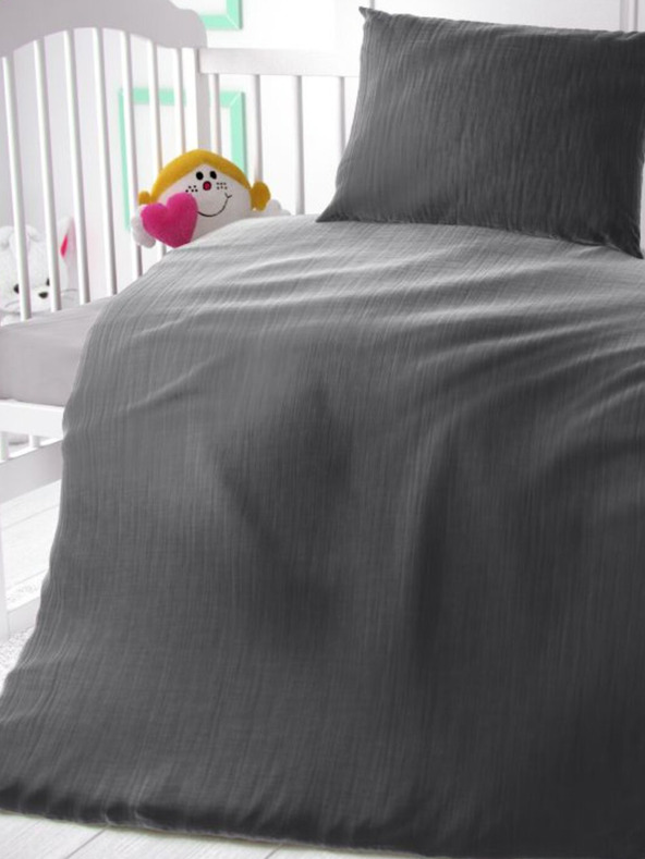 Kvalitex Set di biancheria da letto in mussola per lettino grigio scuro Kvalitex