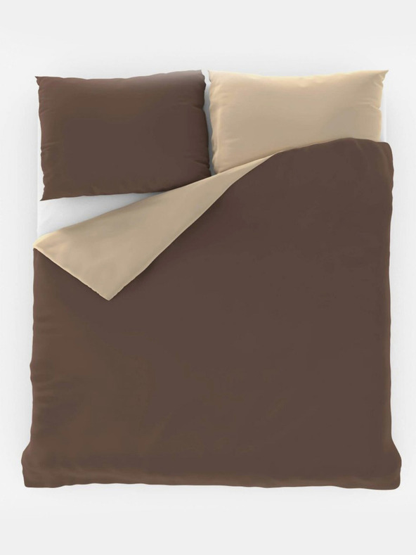 Kvalitex Satin French bedding set LUXURY COLLECTION 1+2, 240x200, 70x90cm dark brown / beige