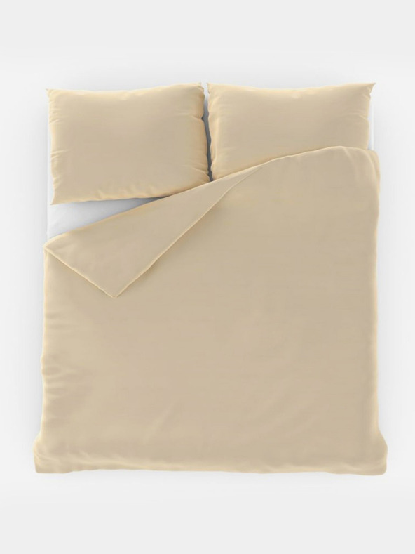 Kvalitex Biancheria da letto francese in cotone tinta unita 220x200, 70x90cm bianco sporco