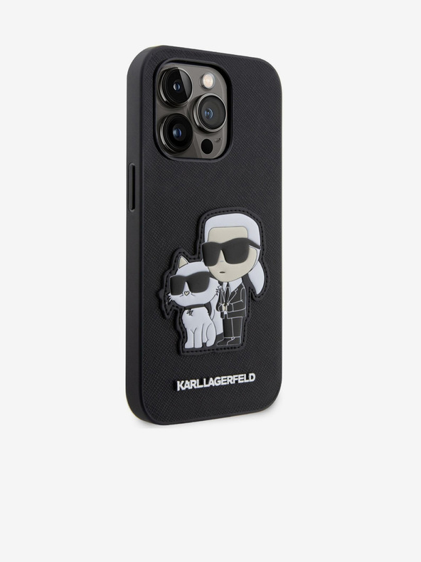 Karl Lagerfeld PU Saffiano Karl and Choupette NFT Cover Posteriore per iPhone 14 Pro Max Nero Karl Lagerfeld