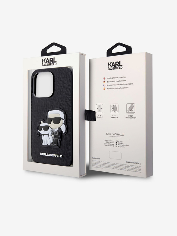 Karl Lagerfeld PU Saffiano Karl and Choupette NFT Cover Posteriore per iPhone 14 Pro Max Nero Karl Lagerfeld