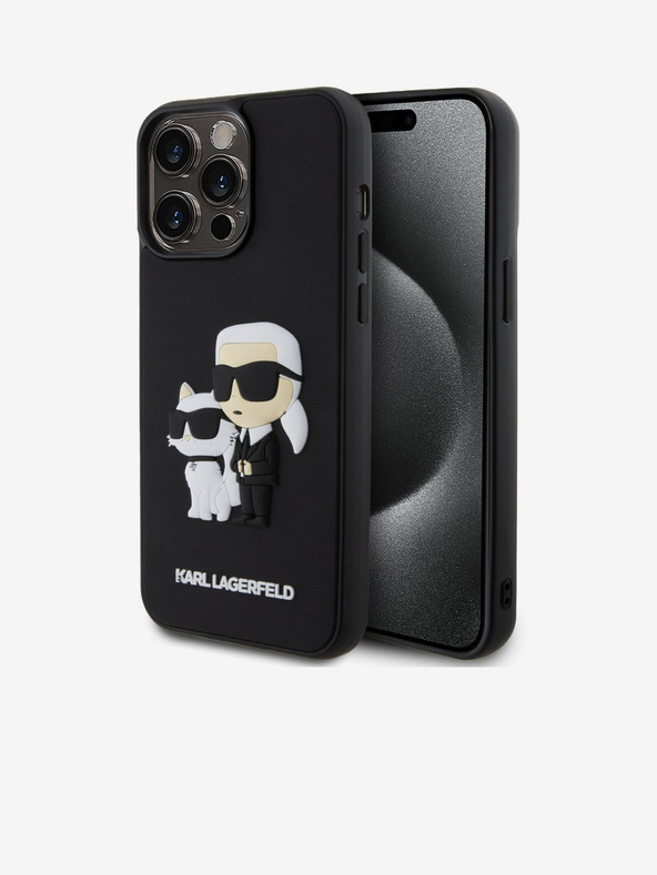 Karl Lagerfeld Karl Lagerfeld 3D Rubber Karl and Choupette Cover Posteriore per iPhone 14 Pro Max Nero