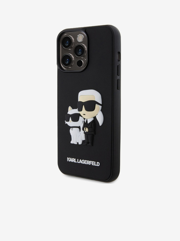 Karl Lagerfeld Karl Lagerfeld 3D Rubber Karl and Choupette Cover Posteriore per iPhone 14 Pro Max Nero