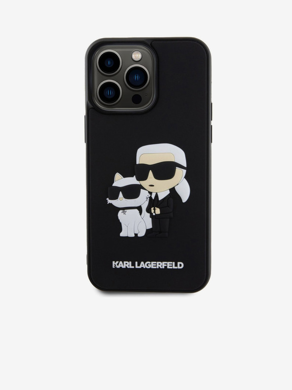 Karl Lagerfeld Karl Lagerfeld 3D Rubber Karl and Choupette Cover Posteriore per iPhone 14 Pro Max Nero