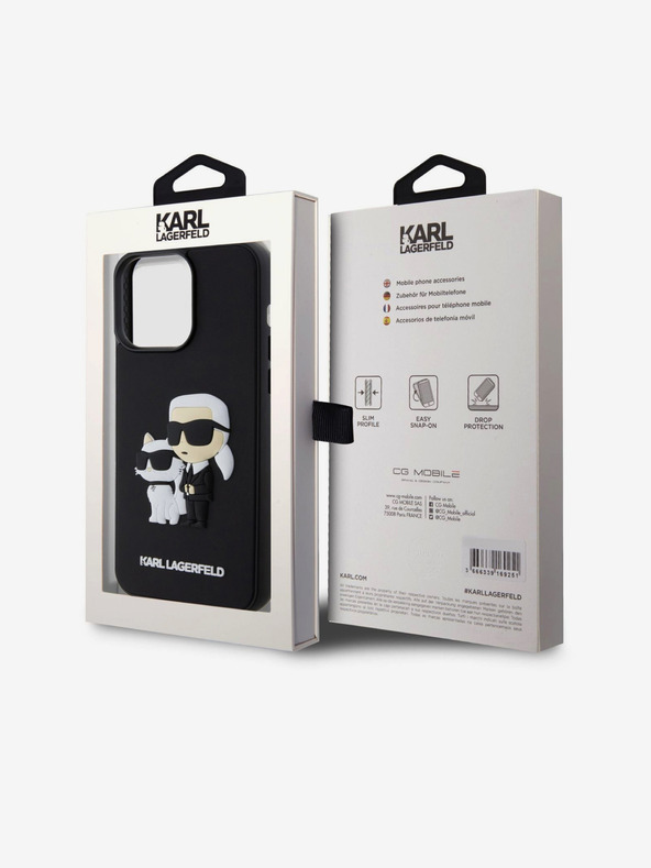 Karl Lagerfeld Karl Lagerfeld 3D Rubber Karl and Choupette Cover Posteriore per iPhone 14 Pro Max Nero
