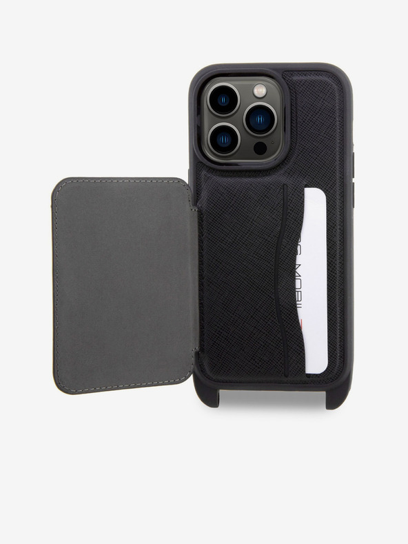 Karl Lagerfeld Karl Lagerfeld Saffiano Crossbody Cinturino Karl and Choupette NFT Cover per iPhone 14 Pro Nero