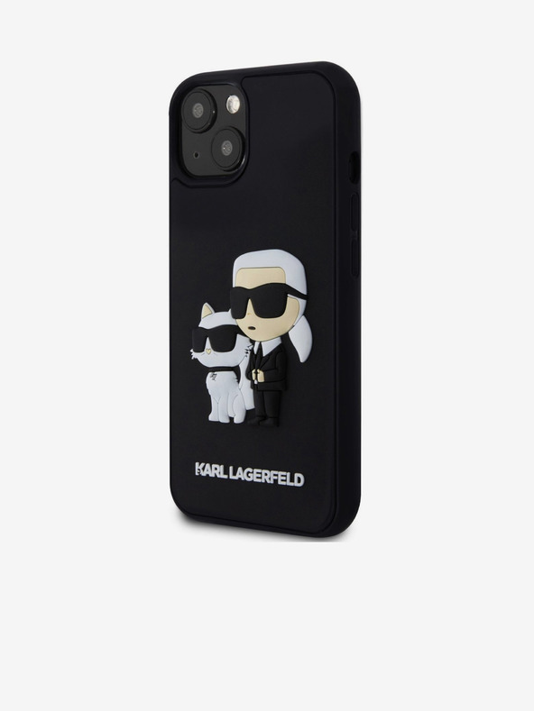 Karl Lagerfeld Karl Lagerfeld 3D Rubber Karl and Choupette Cover Posteriore per iPhone 15 Nero