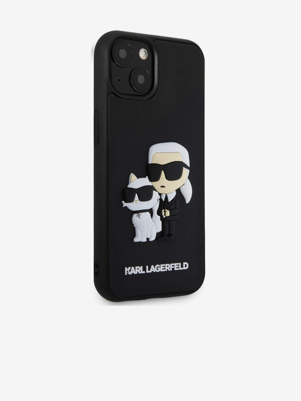 Karl Lagerfeld Karl Lagerfeld 3D Rubber Karl and Choupette Cover Posteriore per iPhone 15 Nero