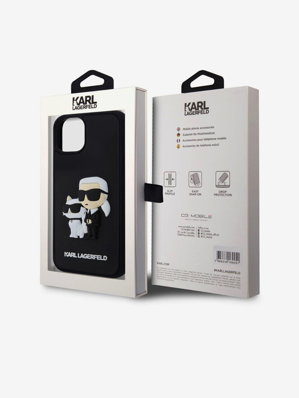 Karl Lagerfeld Karl Lagerfeld 3D Rubber Karl and Choupette Cover Posteriore per iPhone 15 Nero