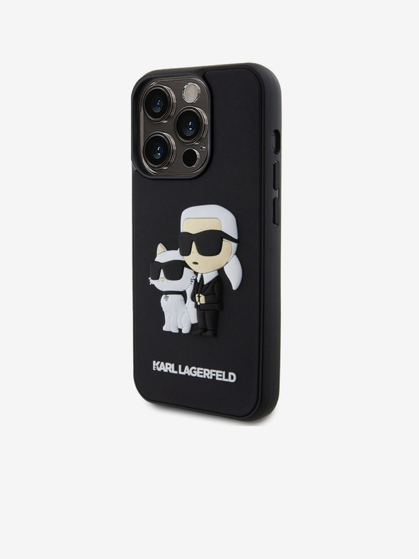 Karl Lagerfeld Karl Lagerfeld 3D Rubber Karl and Choupette Cover Posteriore per iPhone 15 Pro Nero