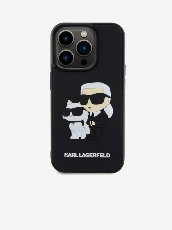 Karl Lagerfeld Karl Lagerfeld 3D Rubber Karl and Choupette Cover Posteriore per iPhone 15 Pro Nero