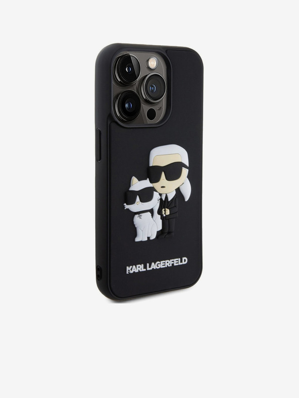 Karl Lagerfeld Karl Lagerfeld 3D Rubber Karl and Choupette Cover Posteriore per iPhone 15 Pro Nero