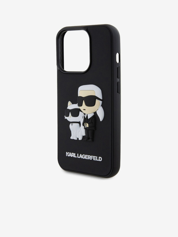 Karl Lagerfeld Karl Lagerfeld 3D Rubber Karl and Choupette Cover Posteriore per iPhone 15 Pro Nero