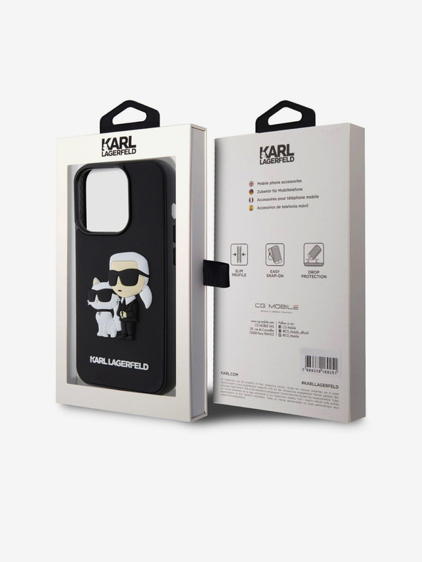 Karl Lagerfeld Karl Lagerfeld 3D Rubber Karl and Choupette Cover Posteriore per iPhone 15 Pro Nero