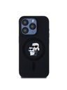 Karl Lagerfeld Karl Lagerfeld Liquid Silicone Karl and Choupette Magsafe Cover Posteriore per iPhone 15 Pro Nero