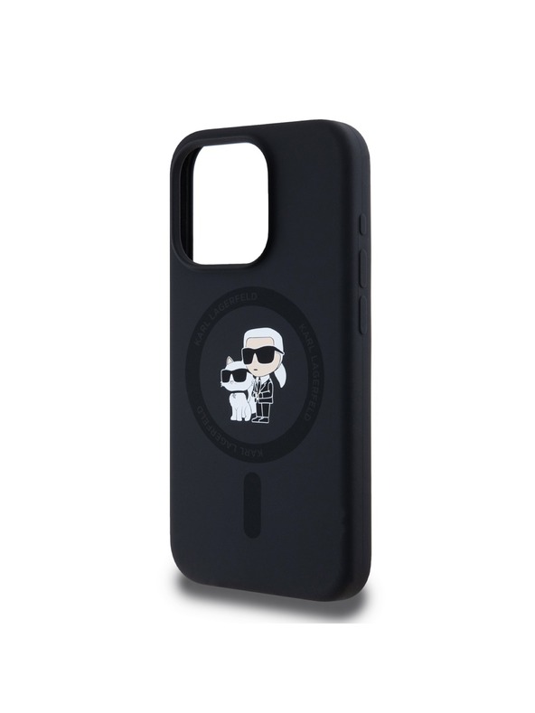 Karl Lagerfeld Karl Lagerfeld Liquid Silicone Karl and Choupette Magsafe Cover Posteriore per iPhone 15 Pro Nero