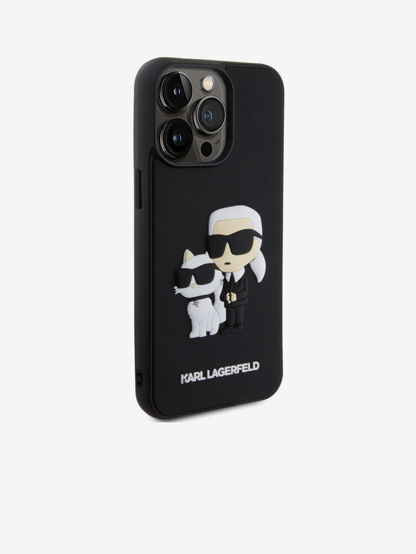 Karl Lagerfeld 3D Rubber Karl and Choupette Cover Posteriore per iPhone 15 Pro Max Nero Karl Lagerfeld