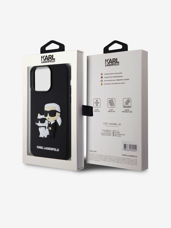 Karl Lagerfeld 3D Rubber Karl and Choupette Cover Posteriore per iPhone 15 Pro Max Nero Karl Lagerfeld
