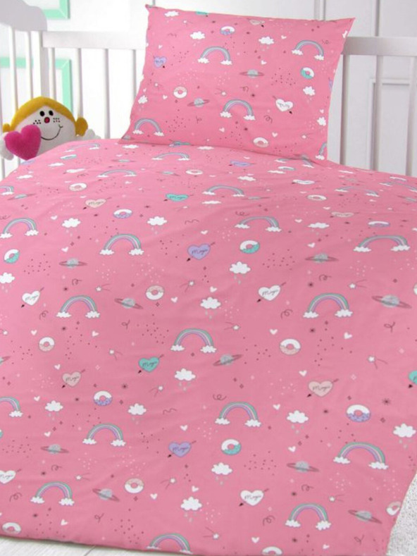 Kvalitex Biancheria da letto per culla in cotone Obláčky rosa