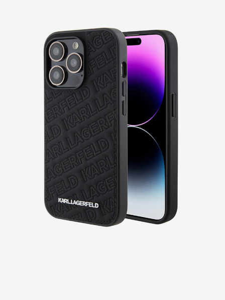 Karl Lagerfeld PU Motivo Trapuntato Cover Posteriore per iPhone 15 Pro Max Nero Karl Lagerfeld