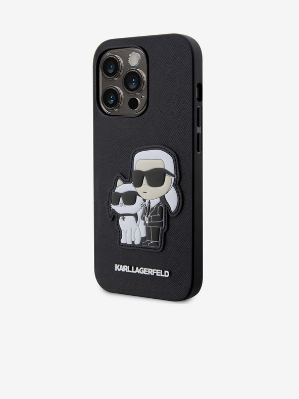 Karl Lagerfeld Karl Lagerfeld PU Saffiano Karl and Choupette NFT Cover Posteriore per iPhone 14 Pro Nero