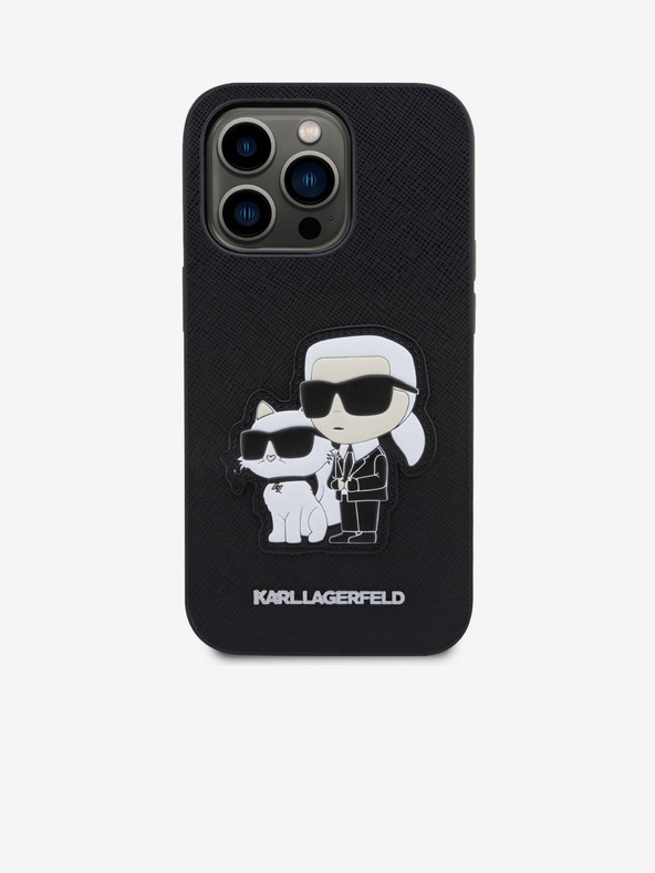 Karl Lagerfeld Karl Lagerfeld PU Saffiano Karl and Choupette NFT Cover Posteriore per iPhone 14 Pro Nero