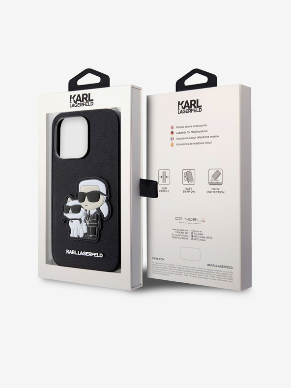 Karl Lagerfeld Karl Lagerfeld PU Saffiano Karl and Choupette NFT Cover Posteriore per iPhone 14 Pro Nero