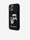 Karl Lagerfeld 3D Rubber Karl and Choupette Cover Posteriore per iPhone 12/12 Pro Nero Karl Lagerfeld