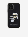 Karl Lagerfeld 3D Rubber Karl and Choupette Cover Posteriore per iPhone 12/12 Pro Nero Karl Lagerfeld