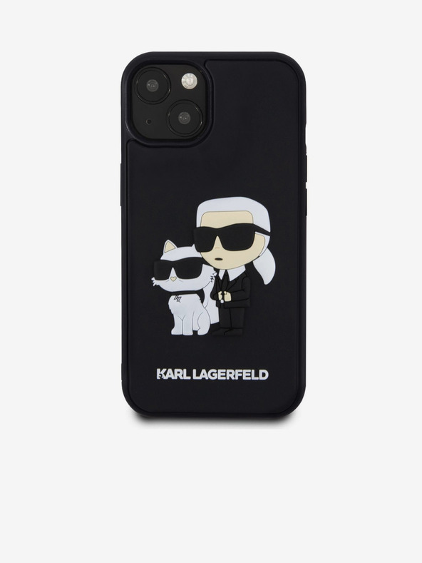 Karl Lagerfeld Karl Lagerfeld 3D Rubber Karl and Choupette Cover Posteriore per iPhone 13 Nero