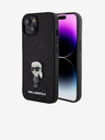 Karl Lagerfeld Karl Lagerfeld Fixed Glitter Metal Ikonik Cover Posteriore per iPhone 15 Nero