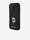 Karl Lagerfeld Karl Lagerfeld Fixed Glitter Metal Ikonik Cover Posteriore per iPhone 15 Nero