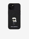 Karl Lagerfeld Karl Lagerfeld Fixed Glitter Metal Ikonik Cover Posteriore per iPhone 15 Nero