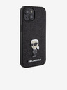 Karl Lagerfeld Karl Lagerfeld Fixed Glitter Metal Ikonik Cover Posteriore per iPhone 15 Nero